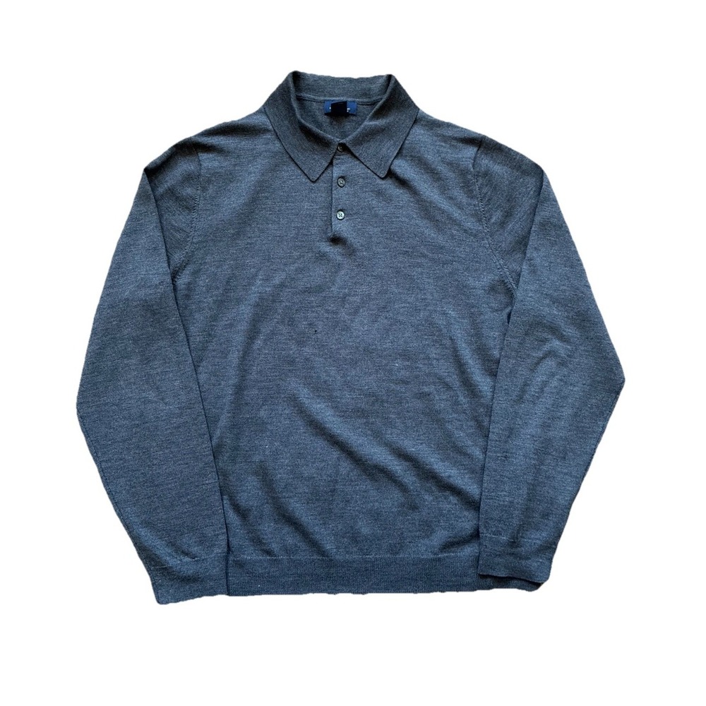 Brooks Brothers Extra Fine Merino Wool‎ Henley Shirt Men's XL Gray Long Sleeve